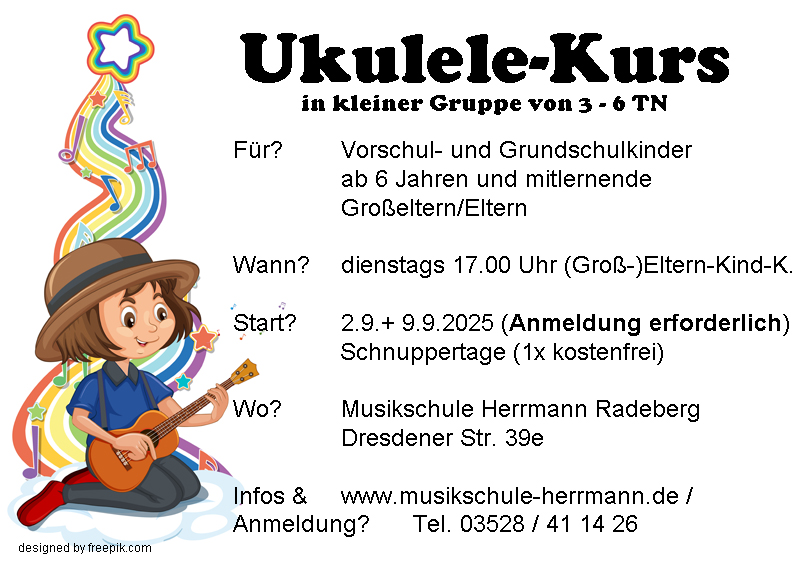 Plakat Eltern-Kind-Ukulelekurs ab 2.9.2025